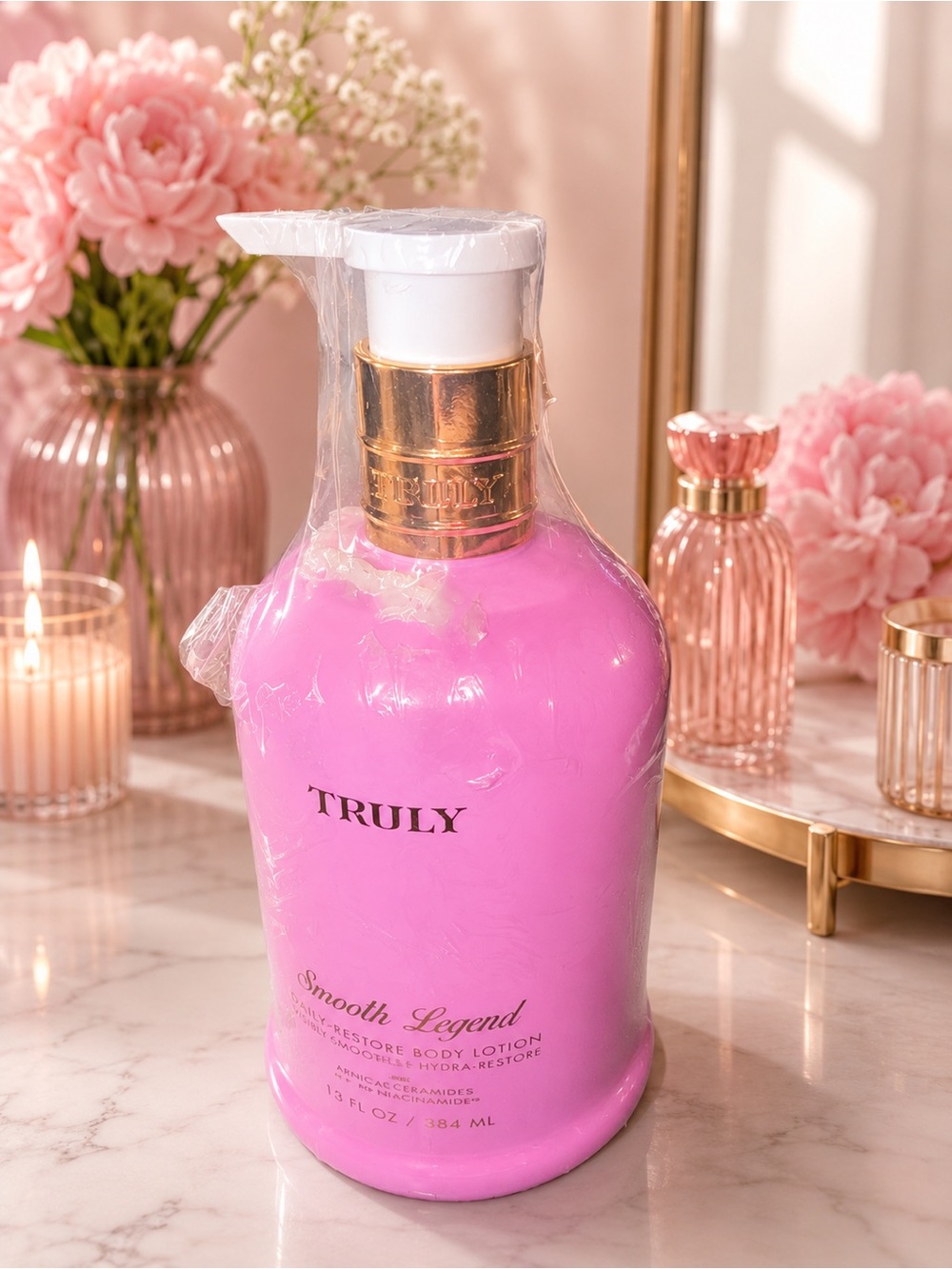 TRULY Pink Smooth Legend Body Lotion with Gold Accents